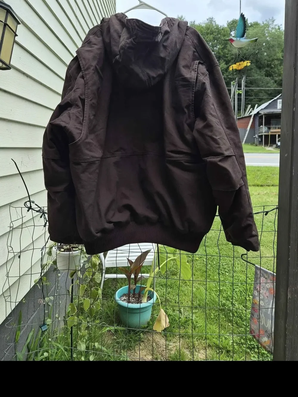 Carhartt Dark Brown Quilted-Lined Hooded Work Jacket